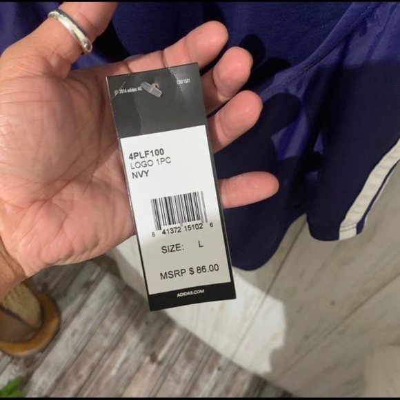 Adidas Navy Logo One-Piece Swimsuit Size Large NWT - Picture 5 of 7